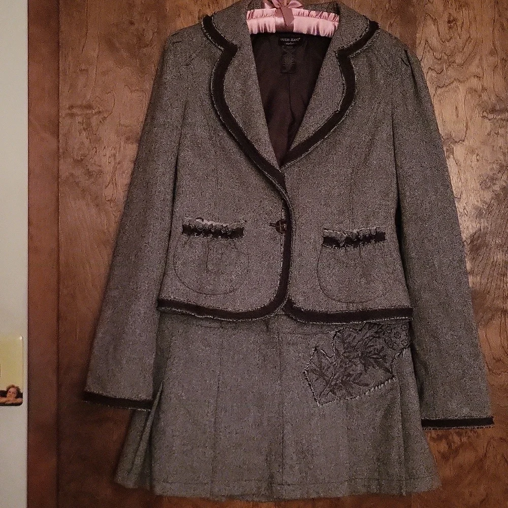 Y2K Guess Unique RARE FIND 3 Pc Lined Pants,lined skirt, Lined blazer Medium 29 - Picture 7 of 15